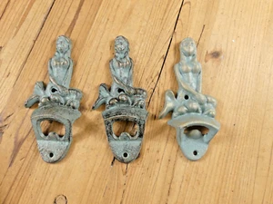 3 figuras de sirena de hierro fundido abridores de botellas soldadura arte steampunk decoración náutica - Imagen 1 de 8