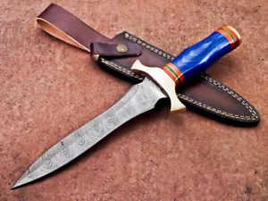 Authentisches HANDGESCHMIEDETES DAMASTSTAHL 13" DOLCH JAGDMESSER, HOLZGRIFF TR-23 - Bild 1 von 11
