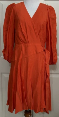 Nuevo con etiquetas Vestido Alex Marie Talla 6 Naranja Manga 3/4 Cuello en V Envolvente $158 Foto 1 de 4