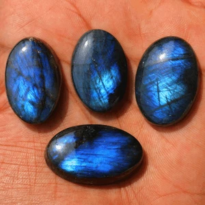 4 pz Cristalli Ovali Naturali Labradorite Fuoco Blu da Collezione Reiki Minerale Gioiello - Foto 1 di 12