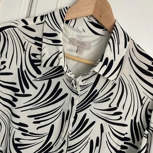 Hobbs Long Sleeved Blouse Size UK 14 Cream Black Top Buttoned Smart Work Event - Picture 1 of 12