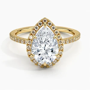 2.45 CT Pear Cut IGI Lab Grown Certified Diamond Wedding Ring 14K Yellow Gold - Picture 1 of 12