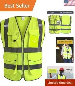 Chaleco reflectante ligero de alta visibilidad con 9 bolsillos - Ideal para seguridad - Imagen 1 de 7
