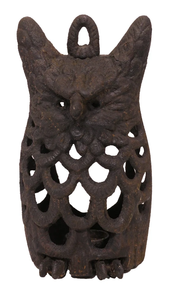 Linterna de jardín colgante búho de hierro fundido 10" candelabro MCM bruja Foto 1 de 4