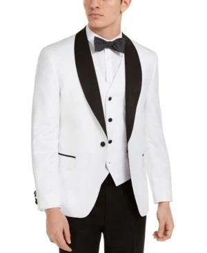 Alfani Mens Slim fit Tuxedo Jacket Blazer 42 S White Solid - Image 1 of 4