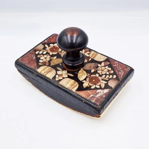 VICTORIAN PIETRA DURA INLAID STONE TOPPED DESK BLOTTER c1890 - Picture 1 of 5