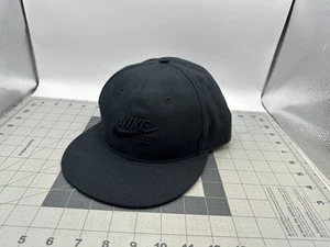 Vintage Nike SB Logo Icon Black, Black Fitted Skate Hat Cap Sz 7 3/8 Rare - Picture 1 of 14