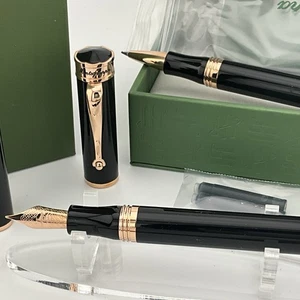 MONTEGRAPPA DUCALE BLACK AND ROSE GOLD FOUNTAIN PEN ROLLERBALL SET MED NIB - Imagen 1 de 13