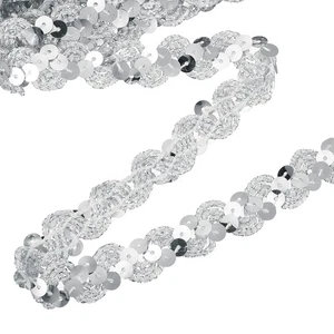 11 Yard Pailletten Borte Band 0,6 Zoll Pailletten Gimp Zopf Borte, Silber - Bild 1 von 7