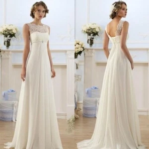 Backless Wedding Dresses Chiffon Sleeveless Lace-up Summer 2025 Bridal Gowns - Picture 1 of 12