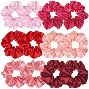 12 Pcs Satin Silk Scrunchies Soft Hair Ties Fashion Bands Hair Bows Elastic B... - Picture 1 of 8