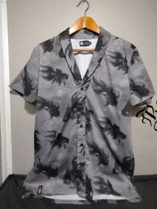 Black Moore Gold Fish Aquarium Button Shirt Mens Medium - Picture 1 of 9