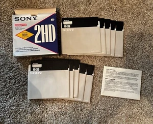 Vintage Sony 2HD 5.25 Floppy Disk/ Double Sided 10 Discs In Original Box - Photo 1/18