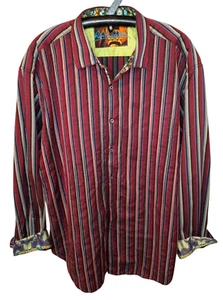 ROBERT GRAHAM Embroidered Stripes Button Down Shirt Mens Size 3XL Red Blue - Picture 1 of 18