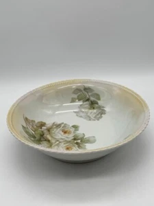 Vintage PK Silesia German Porcelain Lusterware Serving Bowl with White Roses 9" - Picture 1 of 7
