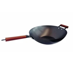 13.5" Carbon Steel Wok Pan, Stir Fry Pans with Flat Bottom Traditional Wok Pan - Picture 1 of 11