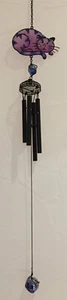 CAT WIND CHIME STAINED GLASS EFFECT SPARKLE CHIME SUN CATCHER - Picture 1 of 2