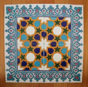 Iznik Design Turkish Tile Panel Set,16 piece Wall Feature - Splashback - Combo 4 - Picture 1 of 3