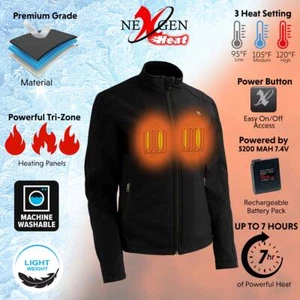 Nexgen Heat MPL2760SET Women's Black 'Heated' Soft Shell Jacket W/ Battery Kit - Imagen 1 de 10