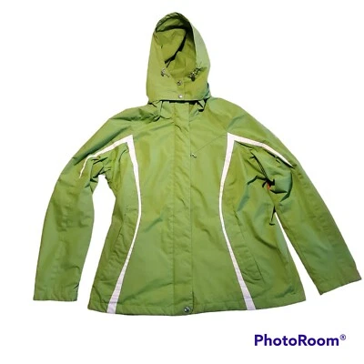 Chaqueta de esquí ZeroXposur para mujer grande forrada de piel sintética capucha extraíble verde cremallera completa Foto 1 de 4