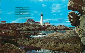Postal Portland Head Light Station Lighthouse Maine ME pm 1979 - Imagen 1 de 2