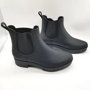 Jeffrey Campbell Womens Black Platform   Ankle Chelsea Rain Boots Size 10 - Picture 1 of 7