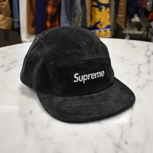 NEW Supreme Black Faded Corduroy Box Logo Camp Cap Hat SS25 Men's DS AUTHENTIC - Picture 1 of 5
