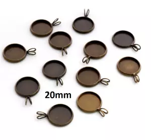 10 piezas. Antigua bandeja colgante cabujón bisel redondo círculo de bronce bandejas de 20 mm diapositiva - Imagen 1 de 1