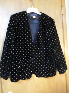 Beautiful Maggie McNaughton Women's Black Velveteen Glitter Jacket-Size 18W - Picture 1 of 10