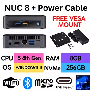 Intel NUC NUC8i5BEK Mini PC i5 8th Gen 8GB RAM 256GB SSD NVMe Windows 11 WIFI PC - Picture 1 of 12