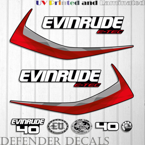 Evinrude 40hp e-tec 2015-2016 Graphite Cowl outboard engine decal sticker set