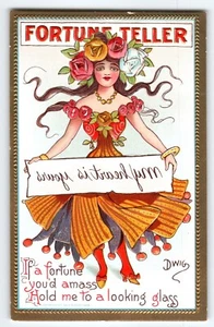 Fantasy Postcard Dwig Hold To Mirror My Heart Is Yours Fortune Teller Witch 1909 - Picture 1 of 2