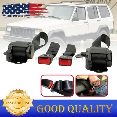 Fit 1982-1995 Jeep CJ YJ Wrangler 2 Set Universal 3 Point Retractable Seat Belts - Imagem 1 de 4