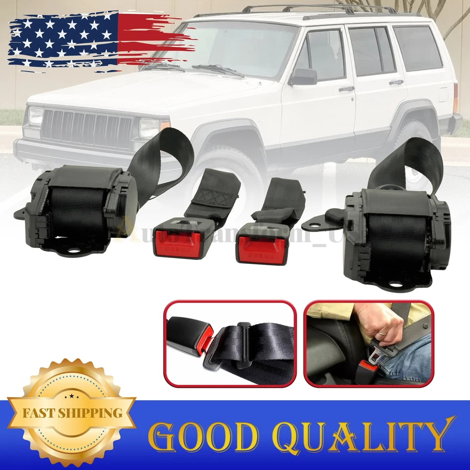Fit 1982-1995 Jeep CJ YJ Wrangler 2 Set Universal 3 Point Retractable Seat Belts Foto 1 de 4