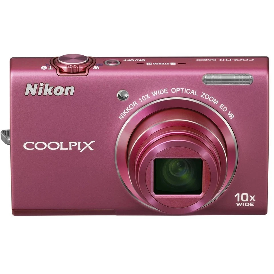 Nikon COOLPIX S6200 Digital Camera 16.0 MP 10x Optical Zoom Smile Detection Pink - Image 1 of 4