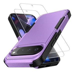 for Google Pixel 9 Pro Case with Tempered Glass Screen Pixel 9 Pro XL Purple - Picture 1 of 8
