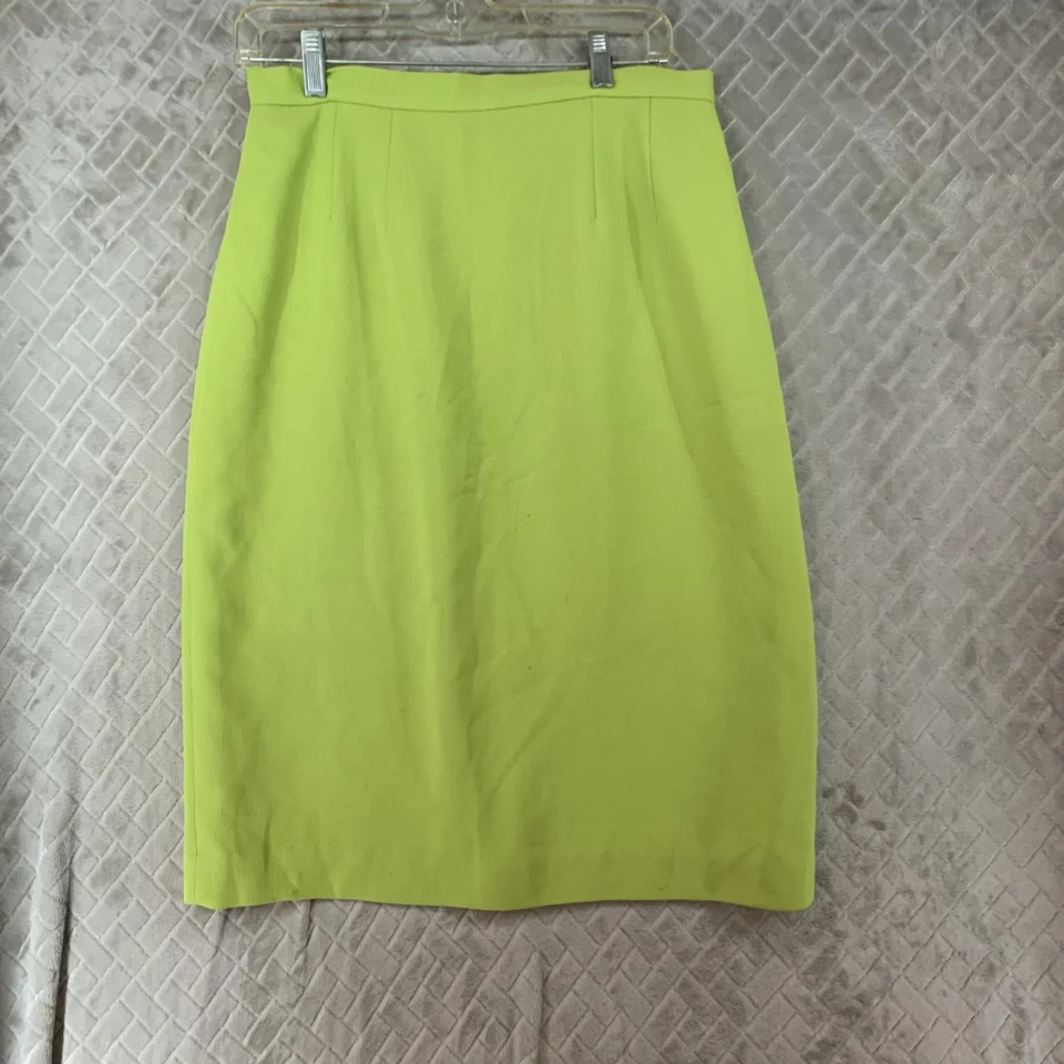 Oleg Cassini Womens 12 Vintage Pencil Skirt Lime Green Short Mini Boho Eclectic - Image 1 of 4
