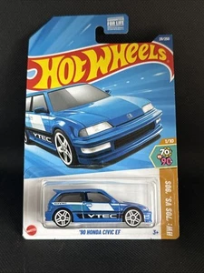 Hot Wheels 70s vs 90s Series Blue ‘90 Honda Civic EF VTEC Clean Card - Picture 1 of 2
