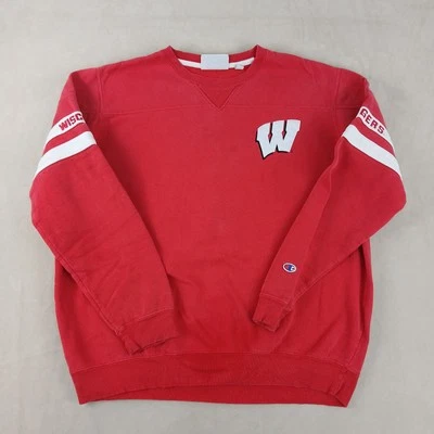 复古 Champion Wisconsin Badgers 大号男式毛衣校队 24x26 宽松旗帜 — 第 1/4 张图片
