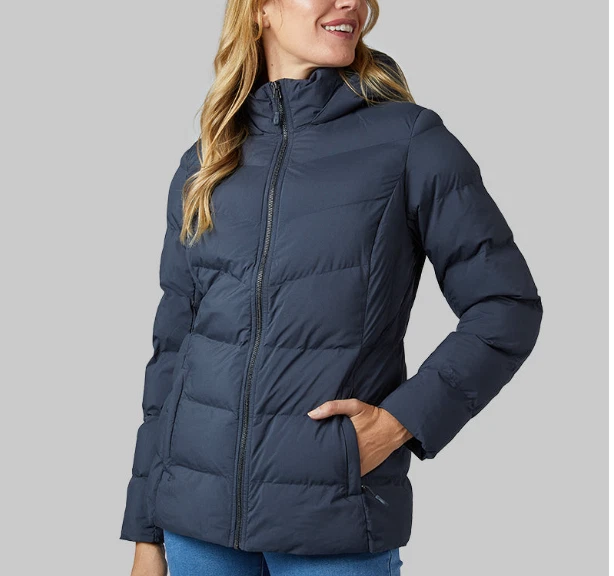 NUEVA 32 Degrees Heat Mujer XS Puffer Chaqueta con Capucha Azul Poliéster Foto 1 de 4