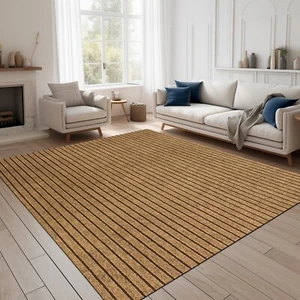 Area Rugs for Living Room or Bedroom, Brown Striped Carpet Runner Rug Indoor Mat - Picture 1 of 15