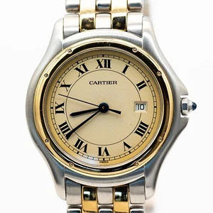 1994 Cartier Couger 18K/750 Yellow Gold Steel Ref: 187904 Quartz 35mm - Picture 1 of 4