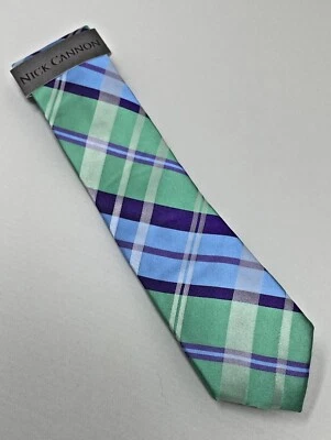 Nueva Corbata Nick Cannon Seda Cuadros Varios Colores 60" x 2 1/2" Foto 1 de 4