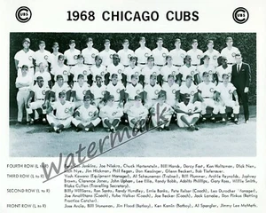 MLB 1968 Chicago Cubs Team Picture with Names Black & White 8 X 10 Photo Pic - Picture 1 of 1