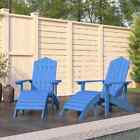 Garden Adirondack Chairs 2 Pcs With Footstools Hdpe Aqua Blue E6u0
