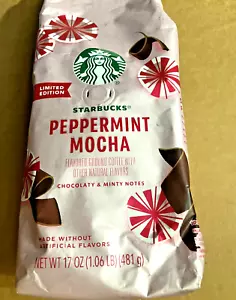Lot 2x 17oz Starbucks Peppermint Mocha Ground Coffee Brew July4 B0422 Free Ship - Picture 1 of 5