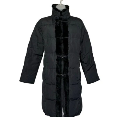Abrigo acolchado de piel relleno de plumón Dana Buchman talla S negro acolchado de invierno Foto 1 de 4