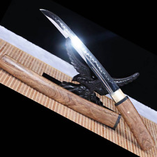 Hualee Wood Ninja Tanto Wakizashi Dagger Sword T10Steel ClayTempered Sharp Blade