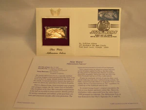 Millennium Falcon Star Wars Disney 22KT Gold Stamp 1st Day USPS - Picture 1 of 3