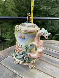 CAPODIMONTE Paul's 3284 dragon handle teapot CIRCA 1950s - Picture 1 of 6